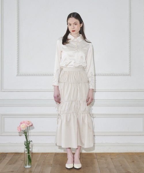 MIRO AMURETTE（ミロアミュレット）の「fleurir shirt blouse/レースポロブラウス（シャツ/ブラウス・レディース・ナチュラル・FREE）」の5枚目の写真