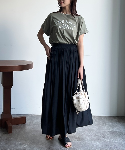 Chez toi(シェトワ)の「BACK布帛ロゴプルオーバー(Tシャツ/カットソー・レディース・カーキ/オフホワイト/チャコールグレー・FREE)」の17枚目の写真