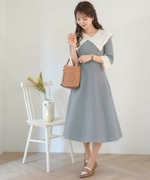レース風アイレット アシメ ニット ワンピース le reve vaniller