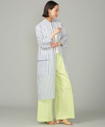 新品　ナノユニバース　麻　ストライプ ノースリーブ シャツワンピース nano universe (ナノユニバース) ストライプ柄 リネンシャツ