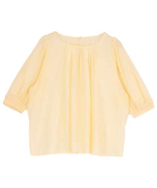 シアーチェックギャザーブラウス