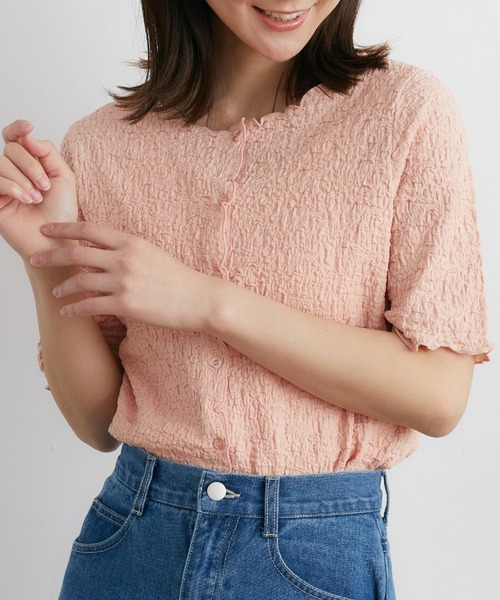 RETRO GIRL（レトロガール）の「ジャガードメロウカーデ（Tシャツ/カットソー・レディース・ホワイト/ブラック/ブルー/ライトグレー/ピンク・FREE）」の5枚目の写真