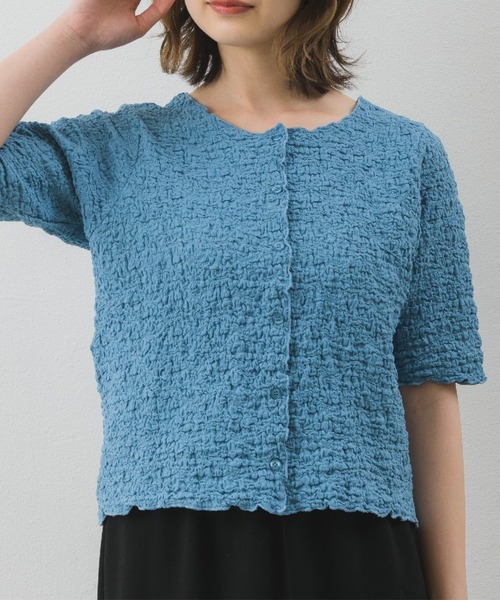 RETRO GIRL（レトロガール）の「ジャガードメロウカーデ（Tシャツ/カットソー・レディース・ホワイト/ブラック/ブルー/ライトグレー/ピンク・FREE）」の6枚目の写真