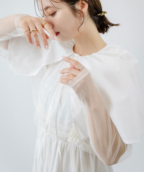 rectangle（レクタングル）の「ケープフレアロングワンピース（ワンピース・レディース・ブラック/オフホワイト・MEDIUM）」の21枚目の写真