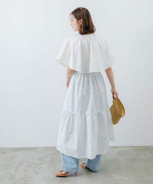 rectangle（レクタングル）の「ケープフレアロングワンピース（ワンピース・レディース・ブラック/オフホワイト・MEDIUM）」の19枚目の写真