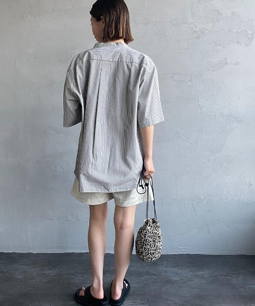 DANTON（ダントン）の「[DANTON/ダントン] バンドカラー コットンリネンストライプシャツ（シャツ/ブラウス・レディース・グレー/ベージュ・40/38/42）」の15枚目の写真