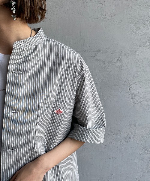 DANTON（ダントン）の「[DANTON/ダントン] バンドカラー コットンリネンストライプシャツ（シャツ/ブラウス・レディース・グレー/ベージュ・40/38/42）」の16枚目の写真