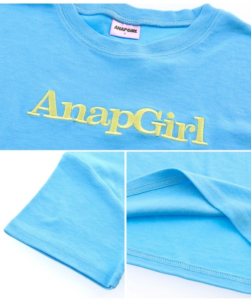 ANAP GｉRL（アナップガール）の「カラー刺繍ロゴTシャツ（Tシャツ/カットソー・キッズ・アイボリー/ピンク/ブルー/グリーン・S/XS/M）」の5枚目の写真