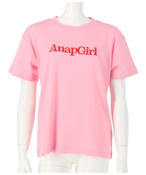 ANAP GｉRL（アナップガール）の「カラー刺繍ロゴTシャツ（Tシャツ/カットソー・キッズ・アイボリー/ピンク/ブルー/グリーン・S/XS/M）」の9枚目の写真