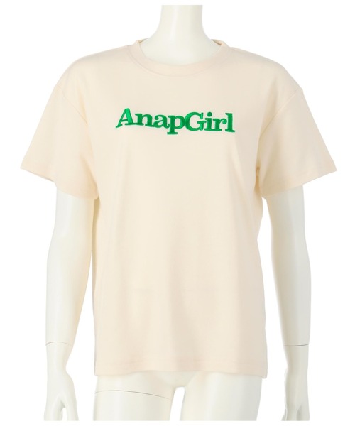 ANAP GｉRL（アナップガール）の「カラー刺繍ロゴTシャツ（Tシャツ/カットソー・キッズ・アイボリー/ピンク/ブルー/グリーン・S/XS/M）」の6枚目の写真