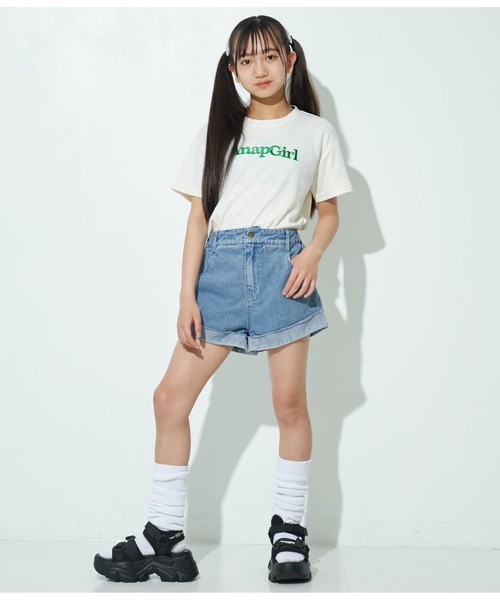 ANAP GｉRL（アナップガール）の「カラー刺繍ロゴTシャツ（Tシャツ/カットソー・キッズ・アイボリー/ピンク/ブルー/グリーン・S/XS/M）」の10枚目の写真