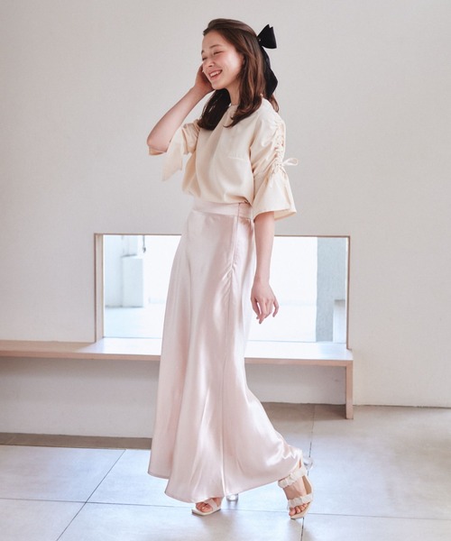 pomiii（ポミー）の「ドロストリボンブラウス（シャツ/ブラウス・レディース・アイボリー/ピンク・FREE）」の7枚目の写真