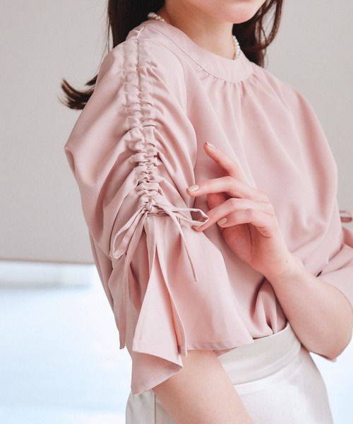 pomiii（ポミー）の「ドロストリボンブラウス（シャツ/ブラウス・レディース・アイボリー/ピンク・FREE）」の6枚目の写真
