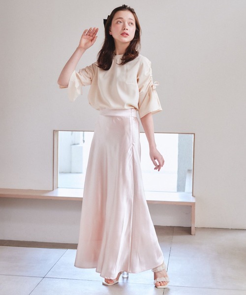 pomiii（ポミー）の「ドロストリボンブラウス（シャツ/ブラウス・レディース・アイボリー/ピンク・FREE）」の3枚目の写真