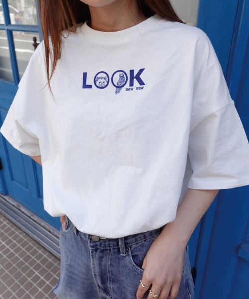 CORNERS(コーナーズ)の「LOOKプリントTシャツ(Tシャツ/カットソー・レディース・オフホワイト/サックスブルー/スミクロ・FREE)」の7枚目の写真