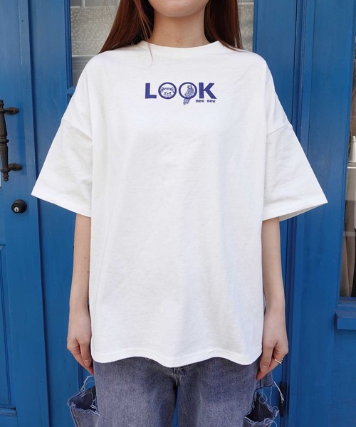 CORNERS(コーナーズ)の「LOOKプリントTシャツ(Tシャツ/カットソー・レディース・オフホワイト/サックスブルー/スミクロ・FREE)」の11枚目の写真