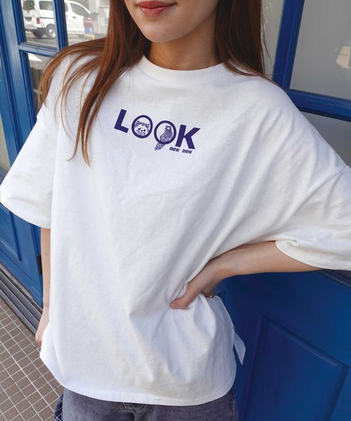CORNERS(コーナーズ)の「LOOKプリントTシャツ(Tシャツ/カットソー・レディース・オフホワイト/サックスブルー/スミクロ・FREE)」の10枚目の写真
