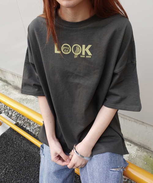 CORNERS(コーナーズ)の「LOOKプリントTシャツ(Tシャツ/カットソー・レディース・オフホワイト/サックスブルー/スミクロ・FREE)」の4枚目の写真