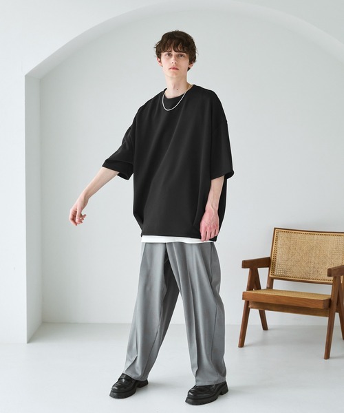 セール】ポンチ＆クールマックスビッグシルエットタック入りTシャツ（T