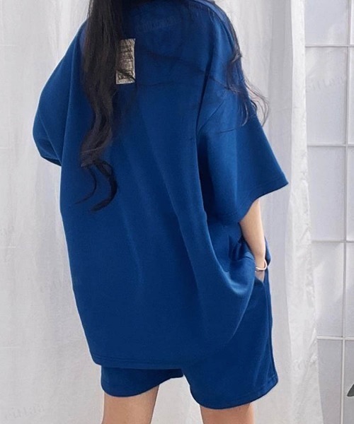 Dalfwin（ダールフィン）の「韓国ファッション バックラベル半袖×ショートパンツセットアップ ルームウェア（ルームウェア/パジャマ・レディース・グレー系その他/ブラック/ダークブルー/ライトブルー・FREE）」の21枚目の写真