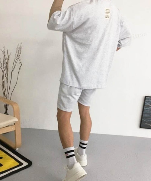 Dalfwin（ダールフィン）の「韓国ファッション バックラベル半袖×ショートパンツセットアップ ルームウェア（ルームウェア/パジャマ・レディース・グレー系その他/ブラック/ダークブルー/ライトブルー・FREE）」の18枚目の写真