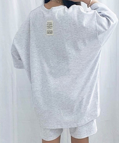 Dalfwin（ダールフィン）の「韓国ファッション バックラベル半袖×ショートパンツセットアップ ルームウェア（ルームウェア/パジャマ・レディース・グレー系その他/ブラック/ダークブルー/ライトブルー・FREE）」の13枚目の写真