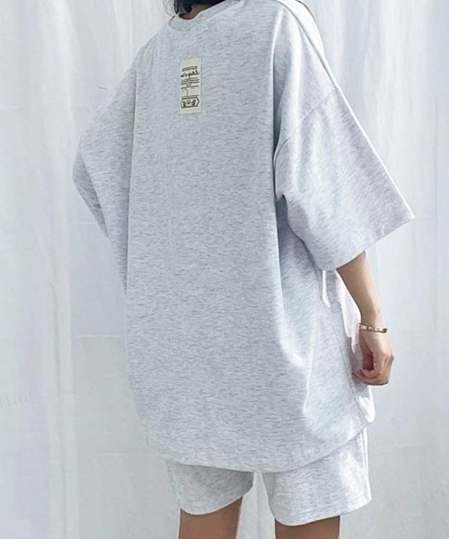 Dalfwin（ダールフィン）の「韓国ファッション バックラベル半袖×ショートパンツセットアップ ルームウェア（ルームウェア/パジャマ・レディース・グレー系その他/ブラック/ダークブルー/ライトブルー・FREE）」の15枚目の写真