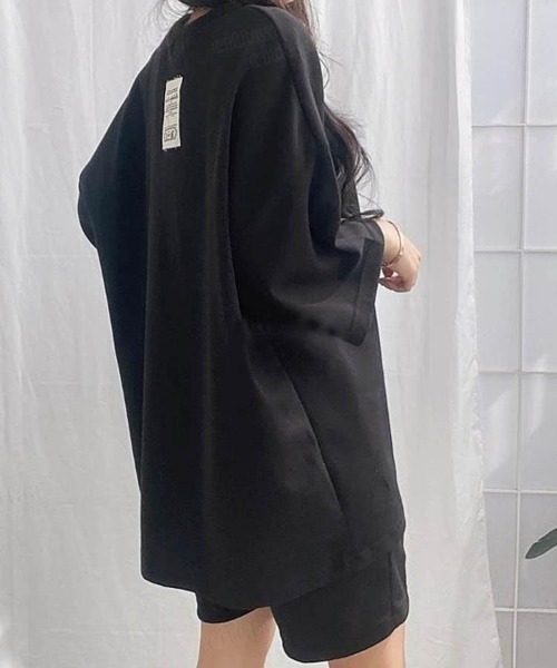 Dalfwin（ダールフィン）の「韓国ファッション バックラベル半袖×ショートパンツセットアップ ルームウェア（ルームウェア/パジャマ・レディース・グレー系その他/ブラック/ダークブルー/ライトブルー・FREE）」の8枚目の写真