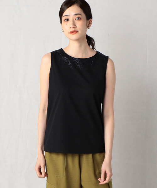 Comme　Ca　Mature（コムサマチュア）の「スパンコール付き　タンクトップ（タンクトップ・レディース・ブラック/グレイッシュベージュ/オフホワイト・MEDIUM/LARGE）」の6枚目の写真