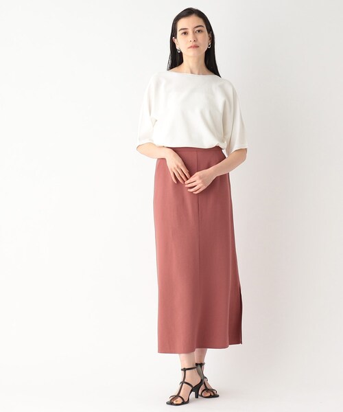OPAQUE.CLIP（オペークドットクリップ）の「◆セットアップ対応　落ち感ロングフレアスカート【洗える】（スカート・レディース・ネイビー/レンガ/ライトベージュ・36/38/40）」の5枚目の写真