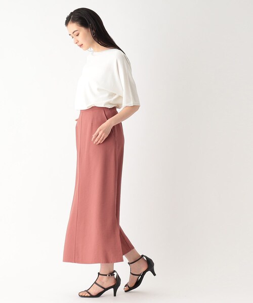 OPAQUE.CLIP（オペークドットクリップ）の「◆セットアップ対応　落ち感ロングフレアスカート【洗える】（スカート・レディース・ネイビー/レンガ/ライトベージュ・36/38/40）」の6枚目の写真
