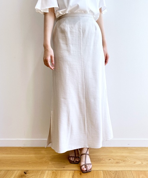 OPAQUE.CLIP（オペークドットクリップ）の「◆セットアップ対応　落ち感ロングフレアスカート【洗える】（スカート・レディース・ネイビー/レンガ/ライトベージュ・36/38/40）」の2枚目の写真