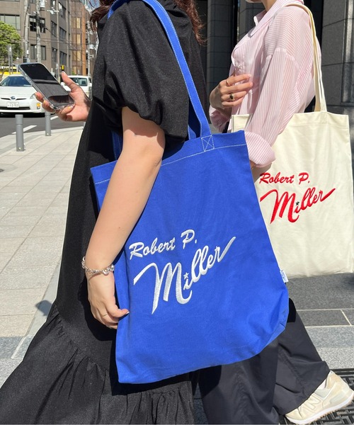MILLER（ミラー）の「Millerロゴ刺繍トートバッグ（トートバッグ・レディース・ブルー/オレンジ/アイボリー/グリーン/ブラウン・FREE）」の4枚目の写真