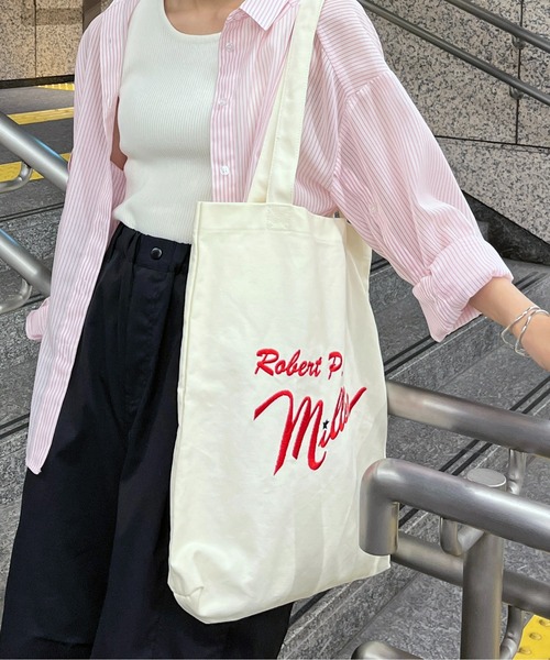 MILLER（ミラー）の「Millerロゴ刺繍トートバッグ（トートバッグ・レディース・ブルー/オレンジ/アイボリー/グリーン/ブラウン・FREE）」の7枚目の写真