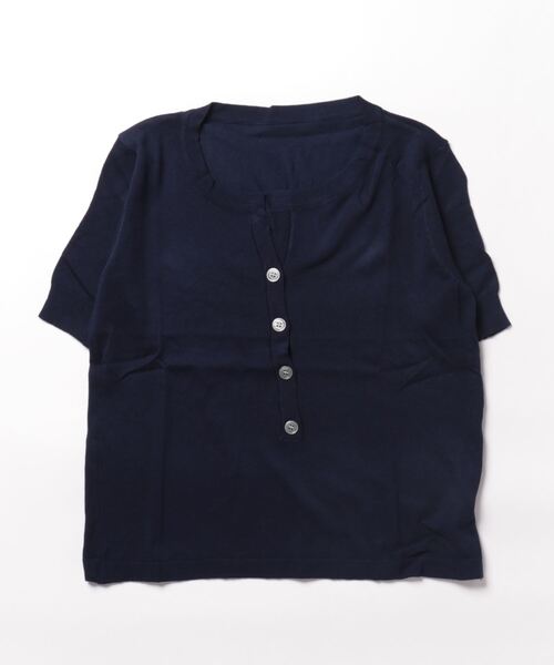 BLANC FICELLE(ブランフィセル)の「5分袖ニット ヘンリーネック(Tシャツ/カットソー・レディース・ブラウン/ネイビー・FREE)」の5枚目の写真