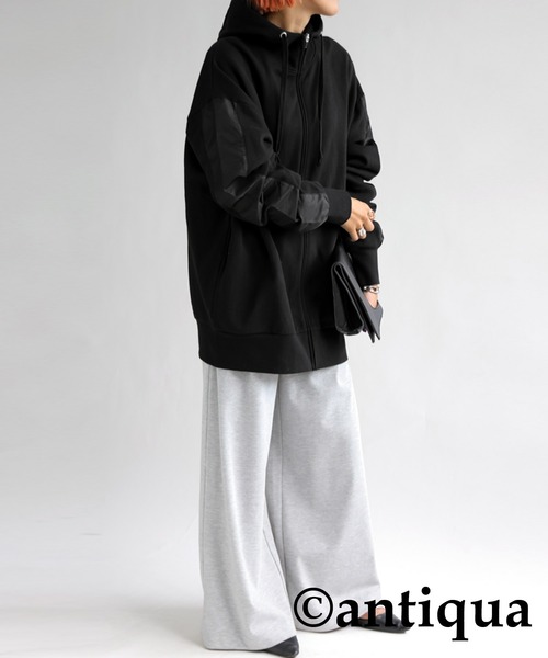 antiqua（アンティカ）の「ナイロンライン裏毛パーカー（パーカー・レディース・杢グレー/ブラック・FREE）」の16枚目の写真