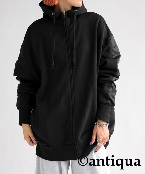 antiqua（アンティカ）の「ナイロンライン裏毛パーカー（パーカー・レディース・杢グレー/ブラック・FREE）」の17枚目の写真