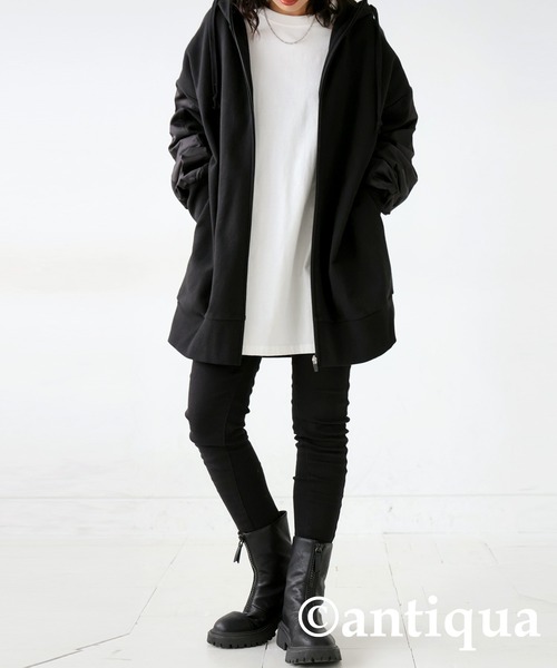 antiqua（アンティカ）の「ナイロンライン裏毛パーカー（パーカー・レディース・杢グレー/ブラック・FREE）」の11枚目の写真