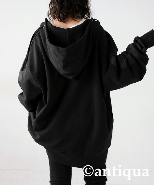 antiqua（アンティカ）の「ナイロンライン裏毛パーカー（パーカー・レディース・杢グレー/ブラック・FREE）」の12枚目の写真