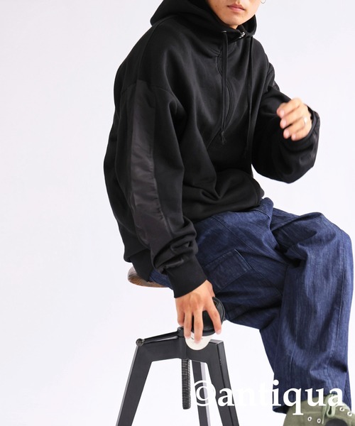 antiqua（アンティカ）の「ナイロンライン裏毛パーカー（パーカー・レディース・杢グレー/ブラック・FREE）」の22枚目の写真