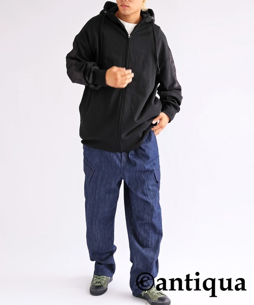 antiqua（アンティカ）の「ナイロンライン裏毛パーカー（パーカー・レディース・杢グレー/ブラック・FREE）」の20枚目の写真