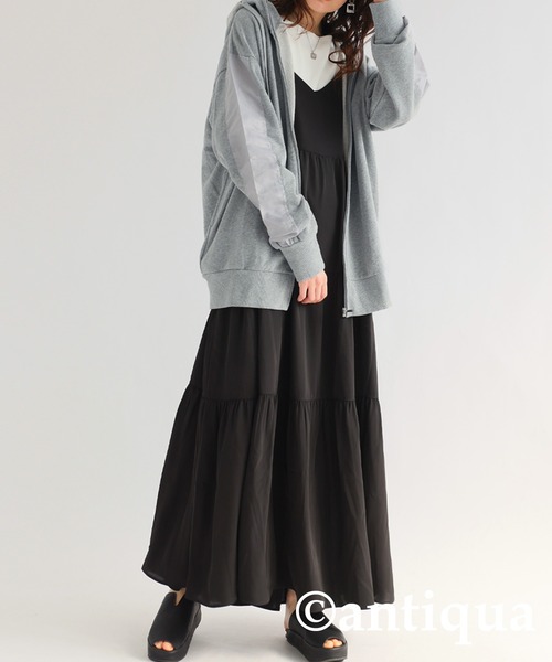 antiqua（アンティカ）の「ナイロンライン裏毛パーカー（パーカー・レディース・杢グレー/ブラック・FREE）」の9枚目の写真