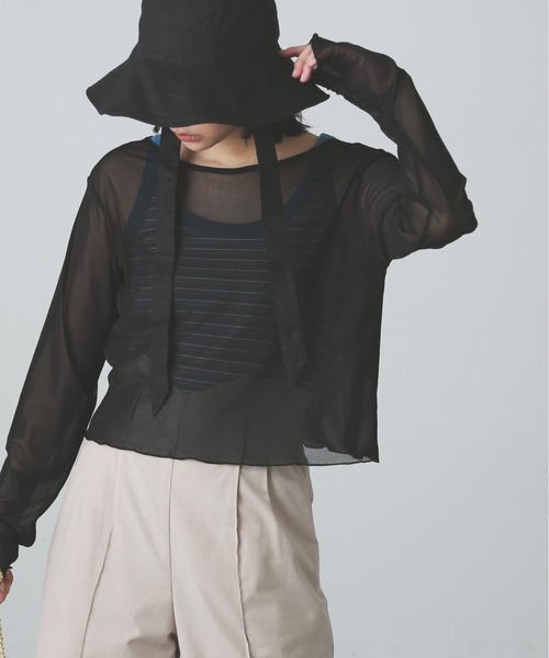 FREE'S MART（フリーズマート）の「◆前後2Wayチェールシアーカーディガン（カーディガン/ボレロ・レディース・ブルー/ホワイト/ブラック・FREE）」の2枚目の写真