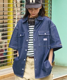 【retock's】オーバーサイズ ロゴピス/刺繍 半袖ワークシャツ