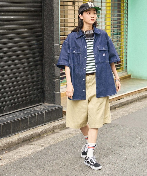 retock's】オーバーサイズ ロゴピス/刺繍 半袖ワークシャツ（シャツ