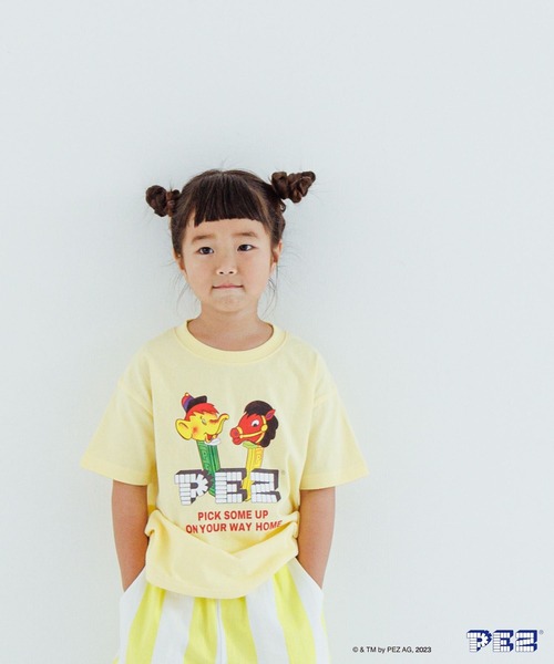 LOWRYS FARM(ローリーズファーム)の「PEZキャラTシャツショートスリーブ 963588(Tシャツ/カットソー・キッズ・イエロー/ホワイト/オフホワイト・130cm/110cm/150cm/120cm/140cm)」の1枚目の写真