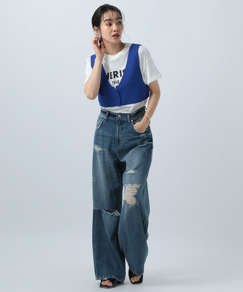 BAYFLOW（ベイフロー）の「２WAYニットビスチェ（ベスト・レディース・オフホワイト/ロイヤルブルー/ブラック・FREE）」の18枚目の写真