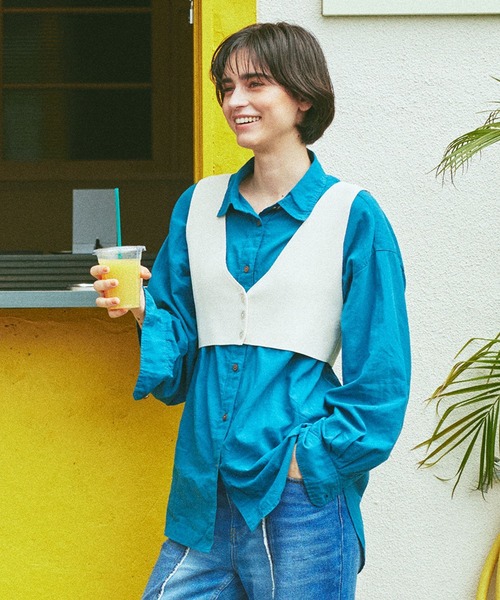 BAYFLOW（ベイフロー）の「２WAYニットビスチェ（ベスト・レディース・オフホワイト/ロイヤルブルー/ブラック・FREE）」の4枚目の写真