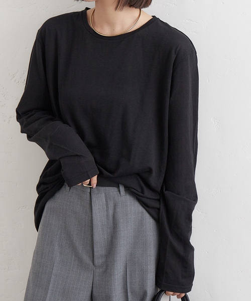 JOURNAL STANDARD（ジャーナルスタンダード）の「《追加3》クルーネックシアーロングTシャツ（Tシャツ/カットソー・レディース・ホワイト/ブラック/ピンク/イエロー・FREE）」の7枚目の写真