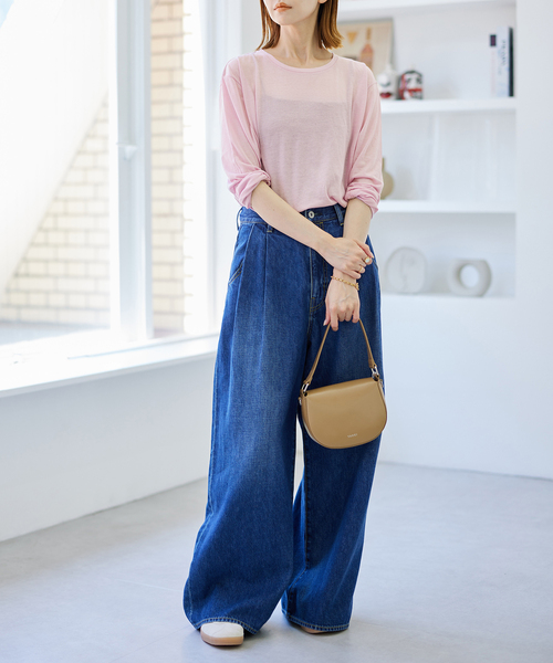 JOURNAL STANDARD（ジャーナルスタンダード）の「《追加3》クルーネックシアーロングTシャツ（Tシャツ/カットソー・レディース・ホワイト/ブラック/ピンク/イエロー・FREE）」の19枚目の写真